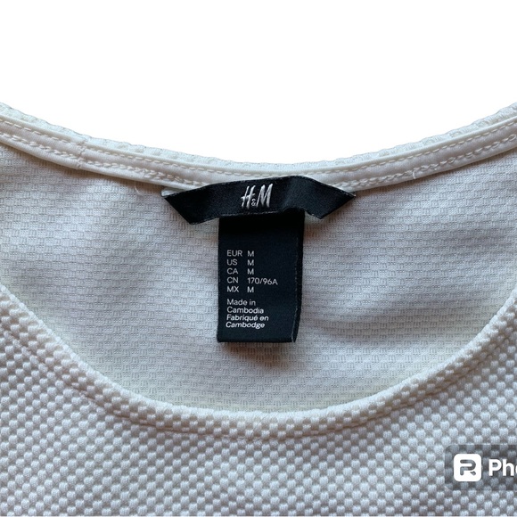 H&M off white peplum top Euro summer blouse size medium runs small IMO neutral - Picture 3 of 7